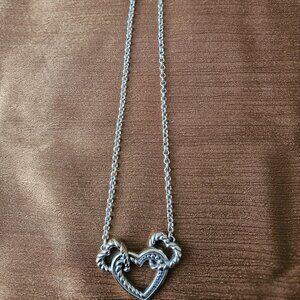 Vintage Brighton Silver Plated Triple Heart Statement Necklace